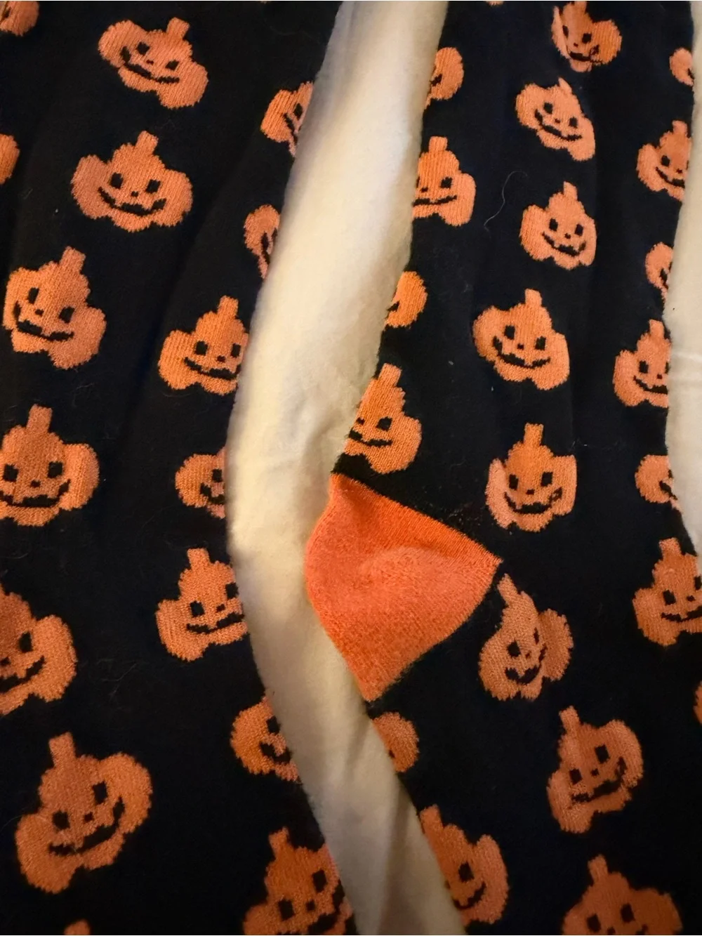 Men's Halloween Pumpkin Crew Socks - Black & Orange
